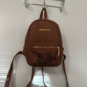 Steve Madden Brown Canvas Backpack with Adjustable Straps